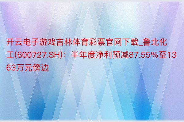 开云电子游戏吉林体育彩票官网下载_鲁北化工(600727.SH)：半年度净利预减87.55%至1363万元傍边
