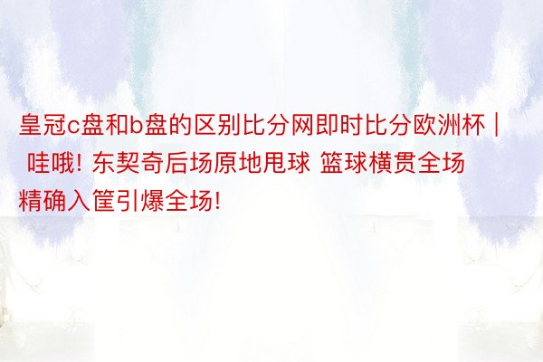 皇冠c盘和b盘的区别比分网即时比分欧洲杯 | 哇哦! 东契奇后场原地甩球 篮球横贯全场精确入筐引爆全场!