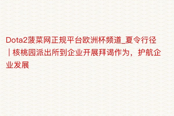 Dota2菠菜网正规平台欧洲杯频道_夏令行径 | 核桃园派出所到企业开展拜谒作为，护航企业发展