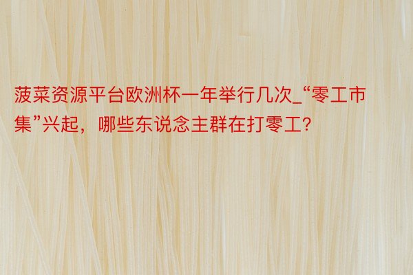 菠菜资源平台欧洲杯一年举行几次_“零工市集”兴起，哪些东说念主群在打零工？